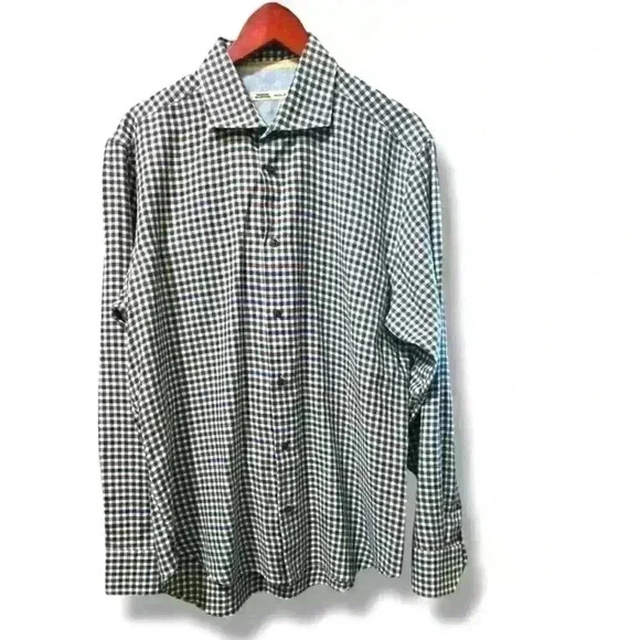Maurizio Baldassari Italy Made Mens Cotton Brown White Button Down Check|sz XL - Picture 1 of 3
